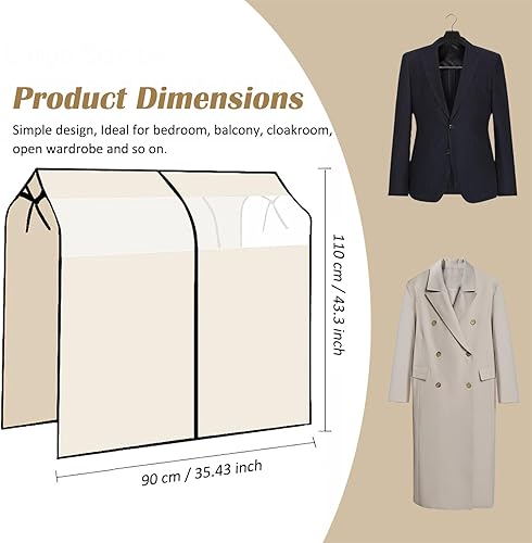 Housse de protection pour porte-vêtements 90 x 110 cm de long - En tissu respirant et étanche à la poussière - Pour costume, manteau, robe, veste et doudoune - Nail Gallerys