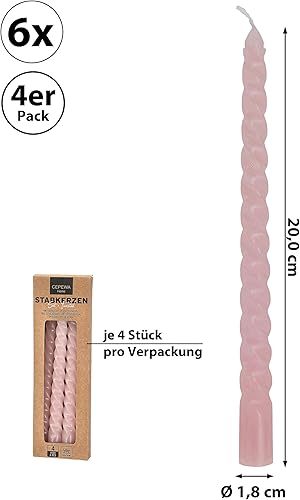 Lot de 24 bougies à tige « Twisted » - Hauteur : 20 cm - Paraffine blanche - Bougie torsadée - Bougie en cire pour bougeoirs (1 lot de 24 bougies à tige blanche) - Nail Gallerys