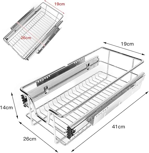 2x Tiroirs Téléscopique de Cuisine, 56cm Panier Treillis Métallique pour Placard, Lot de 2 Panier de Rangement, Rails Inclus - Panier de Rangement Coulissant (56 cm) - Nail Gallerys
