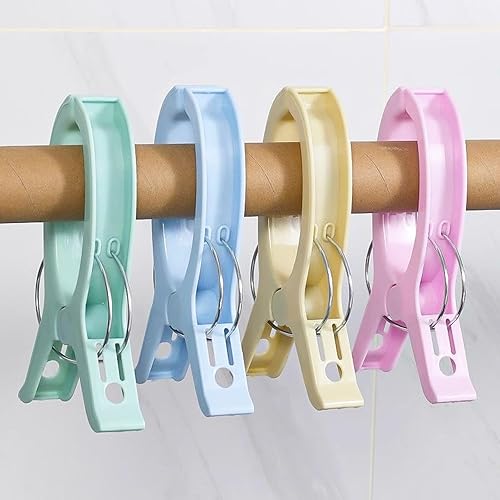 Gentpovth 8 Pièces Ultra-Grip Epingles à Linge, A Linge Antiglissantes, Grandes Pinces à Linge colorées pour Serviette de Plage, Pinces Coupe Vent, pour Vêtements, la Maison, Lessive, Serviettes - Nail Gallerys
