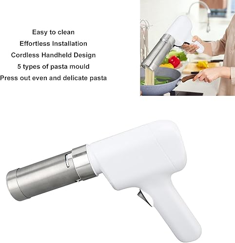 Machine à Pâtes électrique, Machine à Nouilles électrique, Portable, avec Fixation de Pâtes, Presse à Nouilles, Machine à Nouilles avec 5 Disques pour Ramen Spaghetti Faits Maison(Blanc) - Nail Gallerys