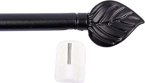 Lot De 2 Jolies Tringles A Rideaux Extensible 40-60 cm Décor de Feuille Noire avec 4 fixations adhésives + 4 Supports a Visser Pour Toutes Les fenêtres en bois,PVC, Aluminium Très Facile à poser - Nail Gallerys