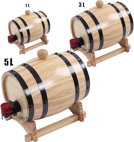 BORDSTRACT Barriques de vin en pin, barriques de vieillissement, barriques de vin auto-infusées, avec bonde et robinet, barriques de en bois, pour la bière, le brandy, la vodka (3L) - Nail Gallerys