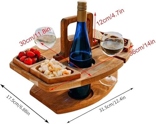 Ensemble de plateau à fromage portable en bois avec plateau de service à fromage, plateau à fruits, plateau à noix, plateau intégré pour 4 unités alimentaires avec support amovible en bois pour verre - Nail Gallerys
