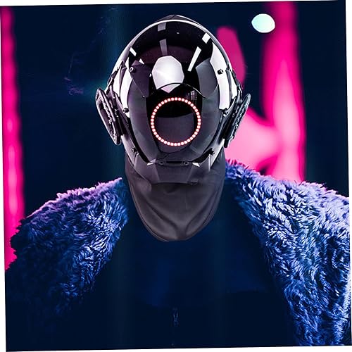 MOUNTTU Masque Cyberpunk avec LED rondes, futuriste, pour homme et femme, casque PC Cyberpunk avec masque facial, pour cosplay, fête, Halloween, festival de musique - Nail Gallerys