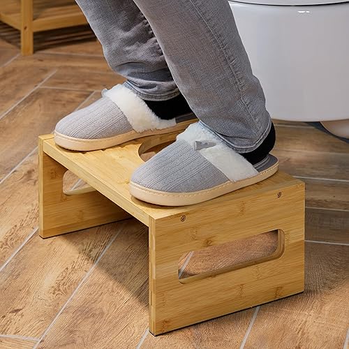 Relaxdays Repose-Pied de Toilette, Tabouret WC, défécation optimale, pour Adultes, Bambou, 18,5 x 43,5 x 28 cm, Nature - Nail Gallerys