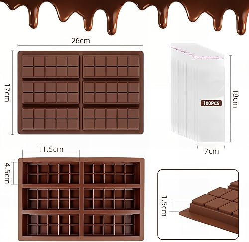 Bugucat Lot de 2 moules à chocolat en silicone avec grattoir et 100 sacs d'emballage, moule en silicone, parfait pour le chocolat DIY (place) - Nail Gallerys