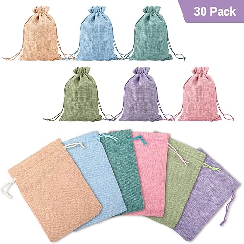 Qacpahucy 30 Sachet pochon tissu - sachet tissu pochon Sachets Pochette Cadeau cadeau tissus avec Cordon pour Bijoux Bonbons Cadeaux de Mariage Anniversaire (6 couleurs 13x18cm) - Nail Gallerys