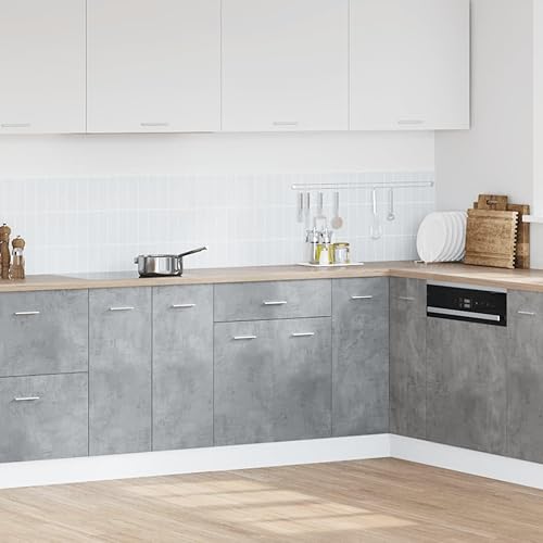Toshilian Meuble Bas de Cuisine, Armoire Rangement de Cuisine Armoire de Plancher à tiroir Gris béton 60x46x81,5 cm Aggloméré - Nail Gallerys