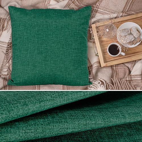 Housse de coussin décorative aspect lin Vert sapin 50 x 50 cm sans rembourrage - Nail Gallerys