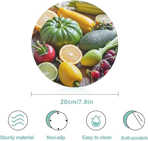 Planche à découper ronde en verre trempé pour cuisine, fruits et légumes frais, planche à découper ronde, fond antidérapant - Nail Gallerys