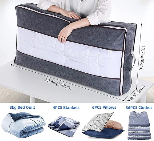 Owelth Sac de Rangement sous Lit Lot de 5, 90L Boite Rangement sous Lit Grande Non-Tisse, Pliable Organisateurs Sacs de Rangement Vetement pour Couette Édredons Couvertures Oreillers Jouets - Nail Gallerys