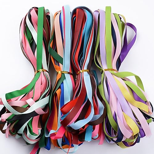 BUONDAC Lot de 6mm / 9mm / 22mm / 25mm Ruban Gros-Grain Décoratif Polyester Ruban Biais Multicouleur Décoration Loisirs Créatif Mariage Artisanat DIY (17/24 / 25 Couleur) - Nail Gallerys
