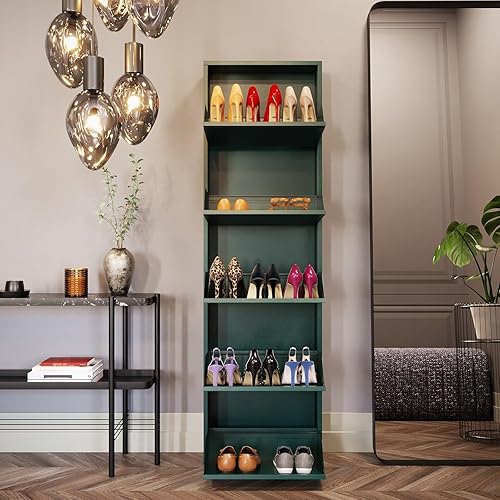 Kare Caruso Boîte à Chaussures Design en Acier 5 Compartiments pour 10 Paires de Chaussures Vert 170 x 50 x 15 cm - Nail Gallerys