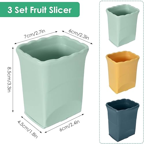 Luxvara 3 Pièces Coupe Fruits, Trancheuse de Fruits, Coupe-Fruits Multifonction, Trancheuse à Poussoir, Presse Fruits Coupe pour Fraises, Bananes, Œufs, Salades (Bleu, Vert, Jaune) - Nail Gallerys