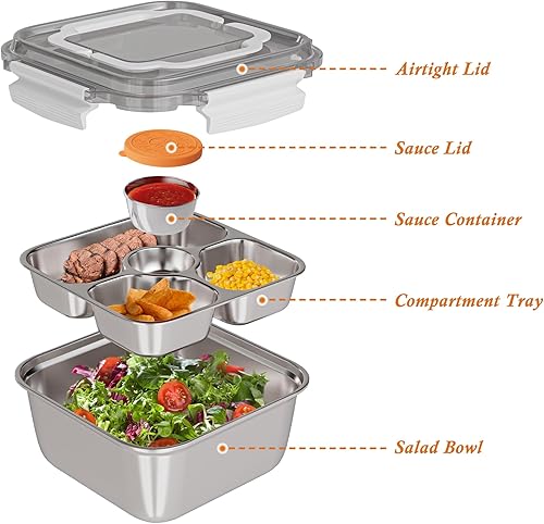 OCPO Kitchen Boîte à Lunch Salade, 1900ML Boîte à Bento avec Compartiments, Lunch Box Anti Fuite, Boîte à Repas pour Adulte pour Voyages Pique-Nique Travail, Facile à Nettoyer (Blanc) - Nail Gallerys