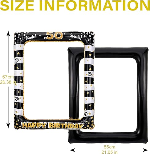 RCIDOS Decoration Anniversaire 50 Ans, Accessoires Photobooth Anniversaire 50 Ans,pour Femme et Homme Décoration de fête d'anniversaire,Or Noir Props Accessoires de Selfie Décoration - Nail Gallerys