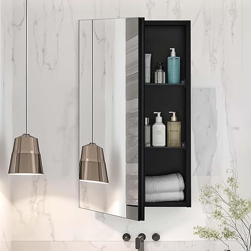 VEVOR Armoire à Pharmacie, 508 x 762 mm, Placard de Rangement de Salle de Bain pour médicaments, avec Miroir, Cadre en Aluminium et étagères réglables à 4 Couches, Installation encastrée et Murale - Nail Gallerys