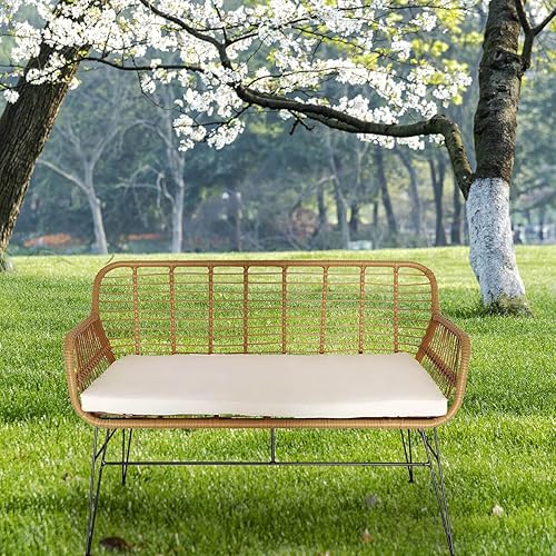 AltoBuy PATAYA - Banc Tressé Marron avec Pieds Métal - Nail Gallerys