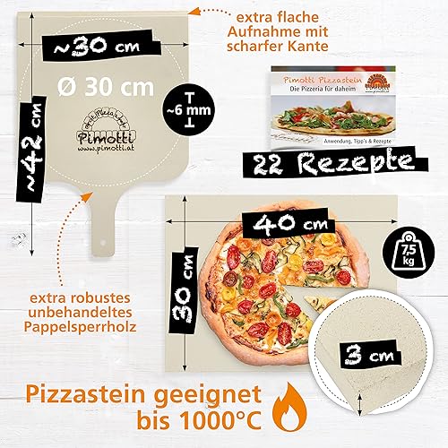 Pimotti 202 002 Pierre à Pizza 3 cm d'épaisseur avec Argile réfractaire à Pizza - Nail Gallerys