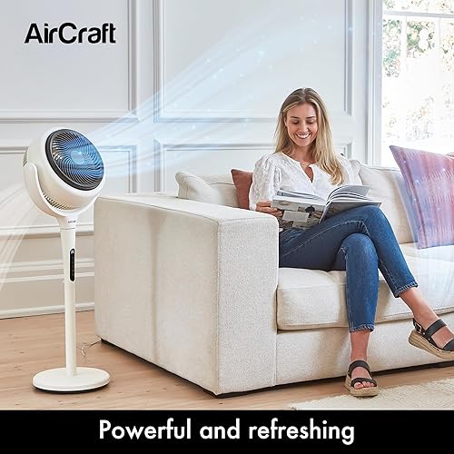 AirCraft Home, Lume Ventilateur puissant ultra silencieux – Ventilateur sur pied et sol avec minuterie de 12 h et rétroéclairage LED, design minimaliste, moteur CC – Ventilateurs de refroidissement - Nail Gallerys