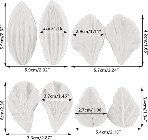 MYPRACS Lot de 4 moules en silicone pour fleurs en pâte à sucre, fleurs d'hibiscus, décoration de gâteau, cupcake, bonbons, chocolat, argile polymère, pâte à fleurs - Nail Gallerys
