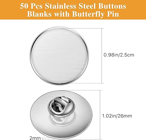 Aemygo Lot de 50 broches vierges vierges pour sublimation - En acier inoxydable - Pour loisirs créatifs - Nail Gallerys
