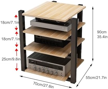KUANGGE Meuble multimédia, Supports et Supports stéréo avec étagères de Rangement, Support multimédia AV à 4 Niveaux, Support d'armoire multimédia AV, Armoire de Composants, Parfait pour Les Lecteur - Nail Gallerys