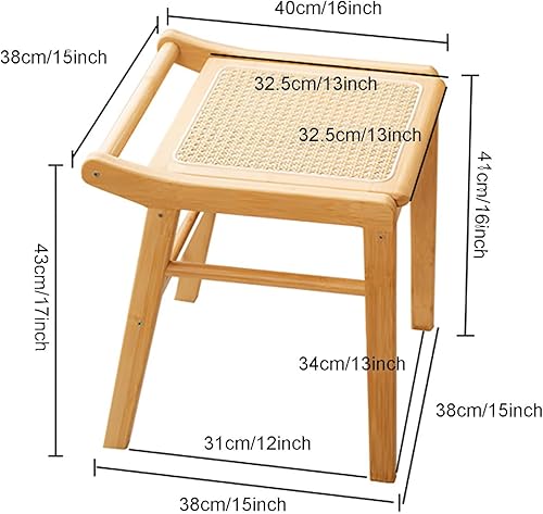 Qiydia Tabouret de Coiffeuse en Bambou, Repose-Pieds Ottoman avec Siège en Rotin, Tabouret de Maquillage Carré, Tabouret de Toilette pour Salon, Chambre à Coucher, Entrée - Nail Gallerys
