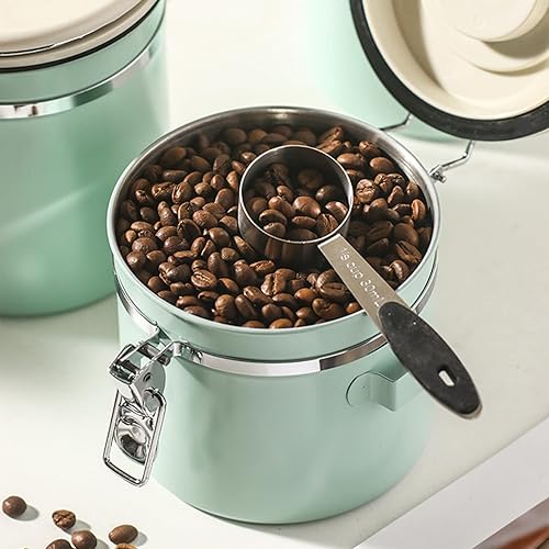 BoîTe à Café en Acier Inoxydable, RéCipient de Stockage Grains de Café Couvercle HerméTique à Pince Pot Alimentaire Avec Suivi la Date CuillèRe Doseuse Pour le Rangement de la Cuisine (1.8L) - Nail Gallerys