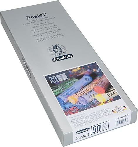 Schmincke - Pastel, 50 couleurs, multi-usages, 77 763 097, set en carton avec 50 crayons pastel, pastels faits à la main, brillants, mats veloutés, couleurs très résistantes à la lumière - Nail Gallerys