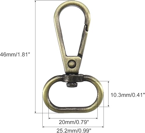 QUARKZMAN 10Pcs Mousquetons Pivotants, 0,8 Pouce, Anneau Ovale, Fermoir à Griffe en Métal avec Porte-Poussoir pour la Fabrication de Sacs à Main, Porte-Clés, Ceintures, Couleur Bronze - Nail Gallerys