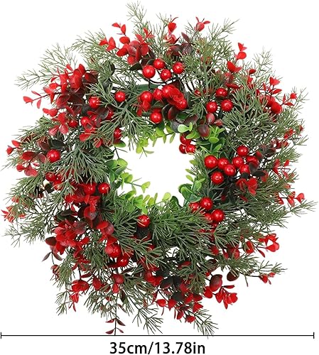 YouXiaor Couronne de Noël Décorative - Guirlande de Sapin Artificiel pour Porte - Décoration de l'Avent avec Baies - Nail Gallerys