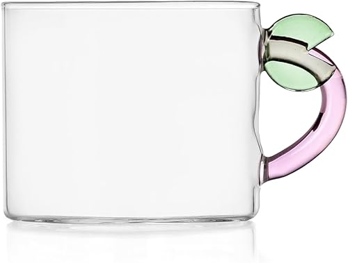 Ichendorf Milano Tasse à thé feuille avec soucoupe papillon bleue, collection Fruits & Flowers, 30 cl, verre borosilicaté, fait à la main - Nail Gallerys