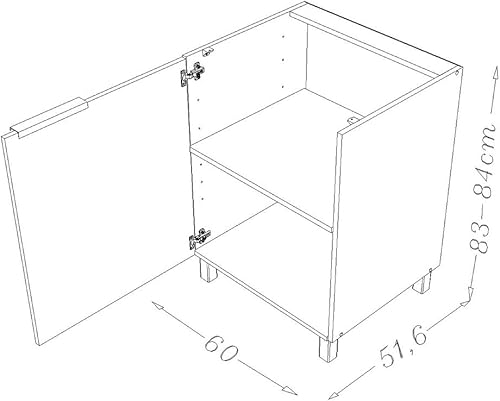 Berlioz Creations CP6BBM Meuble Bas de Cuisine avec Porte Blanc Super Mat 60 x 52 x 83 cm - Nail Gallerys