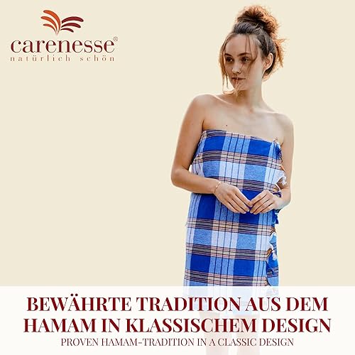 Carenesse Serviette de Hammam Classique à Carreaux Bleu, 80 x 170 cm, 100% Coton, léger, Peu encombrant, pestemal, Serviette de Sauna, Serviette de Bain, Serviette de Sport, Serviette Turque - Nail Gallerys
