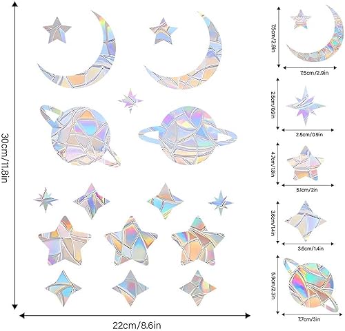 33 Pièces Autocollants Fenêtre Anti-Collision, Suncatcher, Anti Collision, Arc-en-Ciel, Statique, Rainbow Prism, Verre, Non adhésifs, Fenêtres Verre, Attrape-Soleil, Adsorption Électrostatique - Nail Gallerys