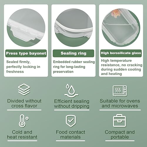 Bstask Lot de 2 boîtes en verre de 680 ml avec couvercles à bouton-pression, réutilisables et étanches, passent au micro-ondes, au four et au lave-vaisselle - Nail Gallerys