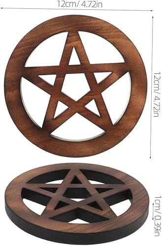 Yardwe Ornement Pentagramme décor Wicca en Bois Light Brown - Nail Gallerys