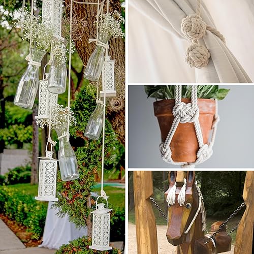 Cordon en coton pour macramé - 20 mm et 4 m - Corde épaisse - Corde en coton épaisse - Corde blanche polyvalente - Corde décorative pour bricolage, artisanat, décoration - Nail Gallerys