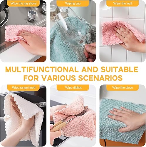 GJV Lot de 5 torchons de cuisine, super doux et absorbants, en microfibre de velours corail, antiadhésifs, lavables à l'huile, séchage rapide, 25 x 25 cm (rose) - Nail Gallerys
