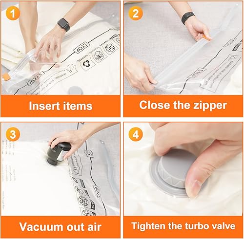 Wevac 20 pièces Sac Vetement Sous Vide Aspirateur (4XL, 4L, 4M, 4S, 4 Rouleaux) avec pompe électrique, sac vide air vêtements Compression de Voyage Réutilisables pour les Couettes, la Literie - Nail Gallerys