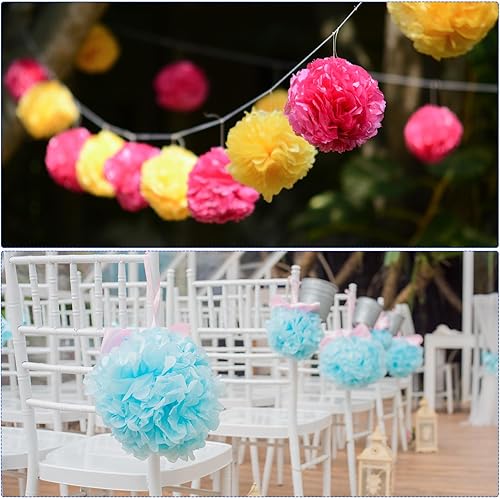 M METERXITY Lot de 10 Pompons en Papier de Soie - Décoration de Mariage, Durables et Magnifiques, Convient pour Anniversaire/Fête/Mariage (15 cm, Jaune) - Nail Gallerys