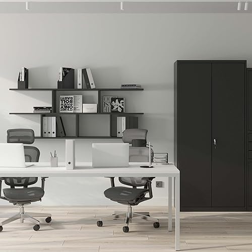 Jan Nowak Armoire de Bureau métallique 4 étagères tôle d'acier revêtement en Poudre 185 cm x 90 cm x 40 cm (Vert Pastel) - Nail Gallerys