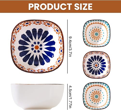 LEKEFETO Lot de 6 petits bols à sauce de style bohème : en céramique, 200 ml, bols à épices empilables, bols à sauce soja, pour sauce soja, snacks, sushis – Ø 9,4 cm - Nail Gallerys