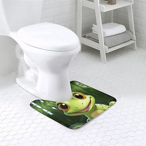HETVBNS Tapis de toilette absorbant en forme de U - Motif grenouille mignonne - Tapis de bain antidérapant et lavable - Nail Gallerys