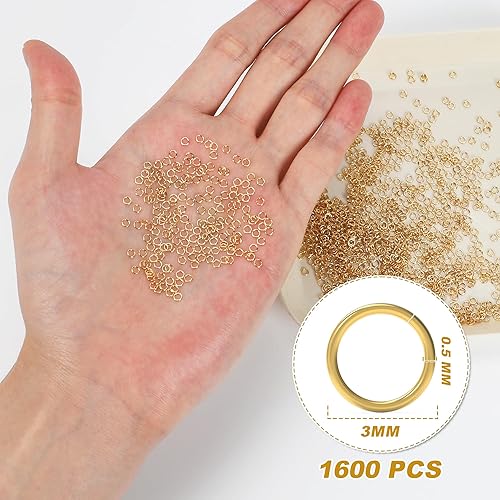 LETORIA 18K 6MM Anneaux Bijoux pour Fabrication Bijoux Doré Ouverts Anneau Doré pour Creation Bijoux Ronds Fasteners Anneaux pour DIY D'oreilles Collier Bracelets (500PCS) - Nail Gallerys