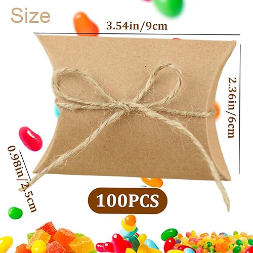 100 Pièces Boîte à Bonbons en Papier Kraft, Boites Cadeaux Vintage D'oreiller pour Mariages, Bricolage - Marron - Nail Gallerys