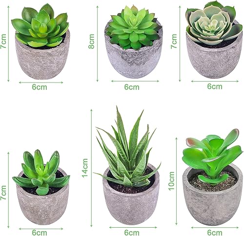 Frasheng 6 Pièces de Plantes Succulentes Artificielles en Pot,Petits Succulents,Plante Artificielle Interieur,Plantes Succulentes Artificielles Vertes,pour la décoration de la Maison et Bureau - Nail Gallerys