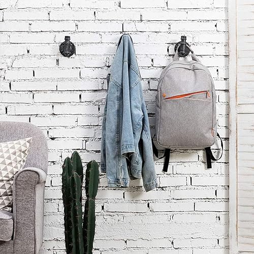 Crochet porte-serviettes robuste noir mat pour salle de bain, vêtements, armoire, placard, éponges, crochet mural rond en fer industriel, tuyau de fer industriel, tringle à vêtements - Nail Gallerys